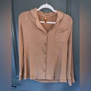 SKIMS Ribbed Modal Pajama Top Camel